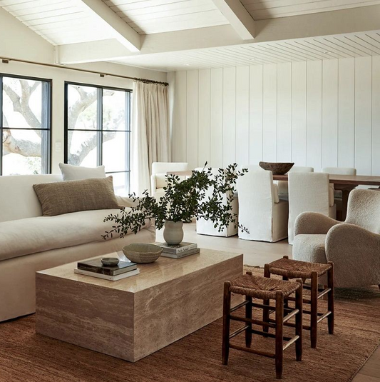 Table basse bloc en travertin