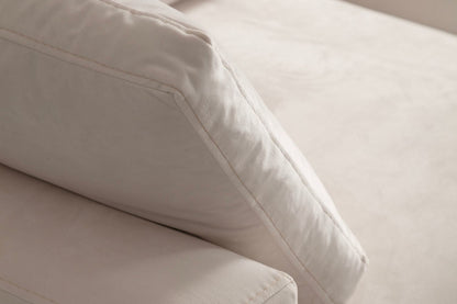 Canapé JULIA Modulable Velours Blanc 4+1 Pouf