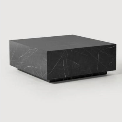 Table basse carré bloc marbre noir