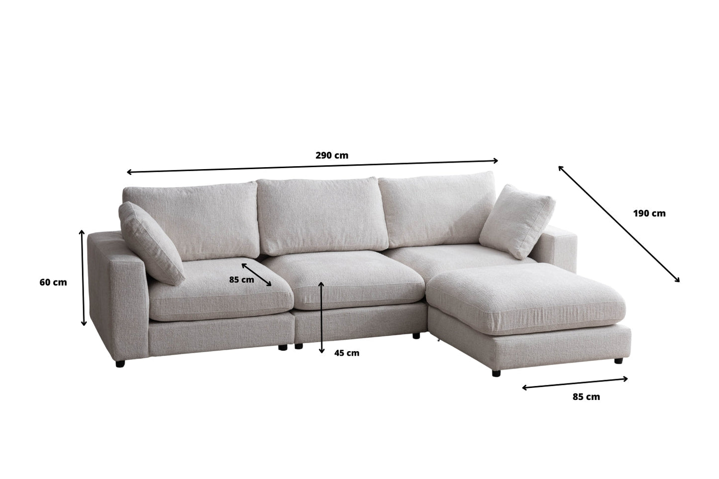 Canapé JULIA Modulable Chenille  3+1 Pouf