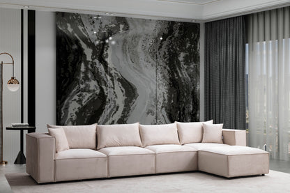 Canapé ELEGANCE Velours Modulable 4+1 Pouf