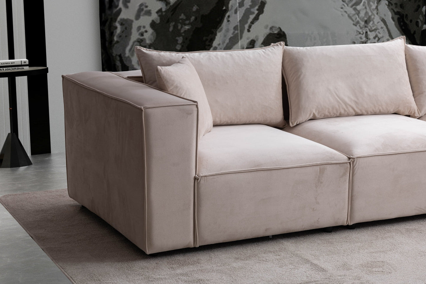 Canapé ELEGANCE Velours Modulable 4+1 Pouf