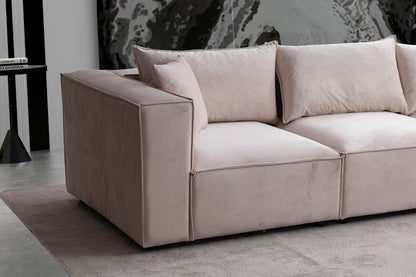 Canapé ELEGANCE Velours Modulable 4+1 Pouf