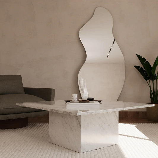 Table basse carré marbre blanc